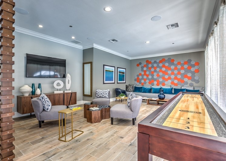 Clubhouse With Shuffleboard at The Villas at Towngate, Moreno Valley, CA